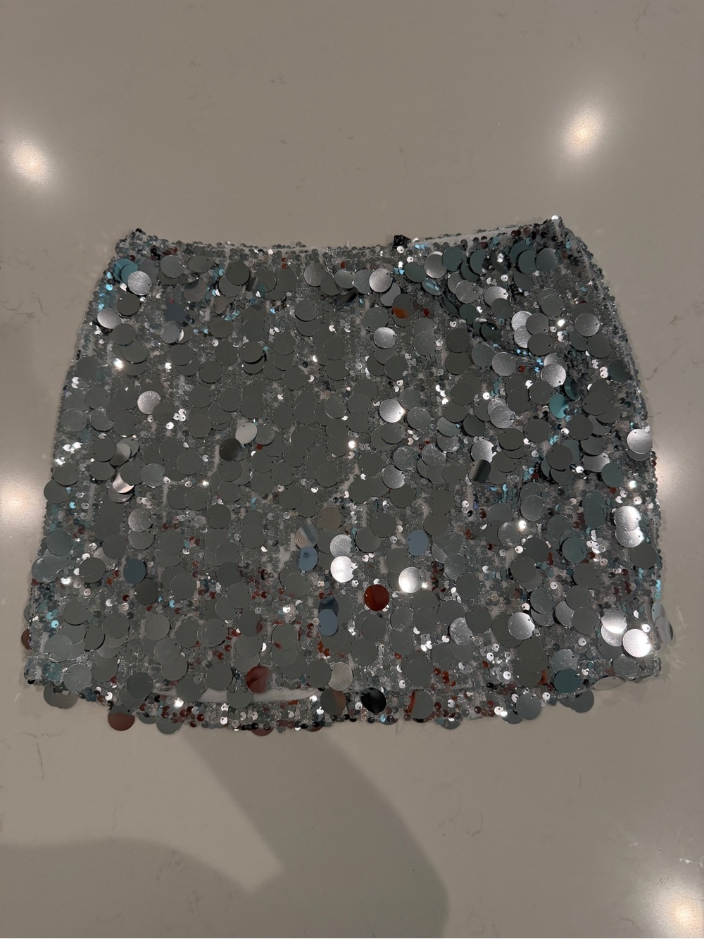 NWT White Fox Disco Fever Silver Sequin Mini Skirt Size M